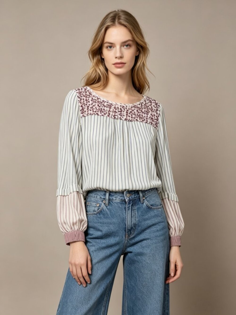 $455 NWOT See By Chloé Floral Stripe Top Blouse Size 38